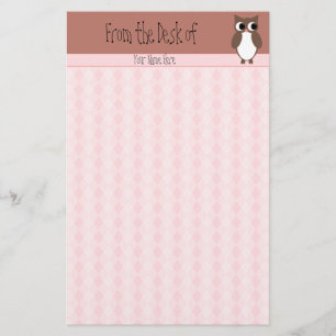 Niedliche Brown-Eulen-Gewohnheit Briefpapier