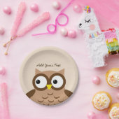 Niedliche Brown-Eulen-kundenspezifischer Text A03A Pappteller (Party)