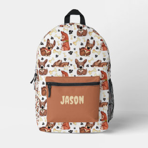 NIEDLICHE BROWN PUPPIES HUNDE BONES PATTERN INDIVI BEDRUCKTER RUCKSACK