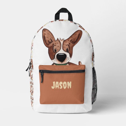 NIEDLICHE BROWN PUPPY HUNDE BONES PATTERN INDIVIDU BEDRUCKTER RUCKSACK (Vorderseite)