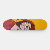 Niedliche Brünette Anime Girl Illustration Skateboard (Horizontal)