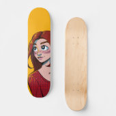 Niedliche Brünette Anime Girl Illustration Skateboard (Vorderseite)