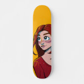Niedliche Brünette Anime Girl Illustration Skateboard (Vorne)