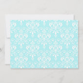 Niedliche Brünette Ballerina und Blue Damask Einladung (Rückseite)