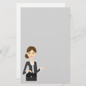 Niedliche Brünette Darstellung der Frau Briefpapier (Vorne/Hinten)