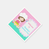 Niedliche Brünette Girl Baking Geburtstagsparty Serviette (Ecke)