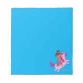 Niedliche Brünette Hair Riding on a Unicorn Notizblock (Vorderseite)
