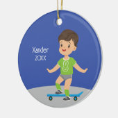 Niedliche Brünette Skateboard Keramik Ornament (Links)