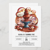 Niedliche Brunnenschokolade Geburtstag Einladung (Vorne/Hinten)