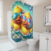 "Niedliche Bubble Bath Rubber Ducklings" Duschvorhang (Beispiel)