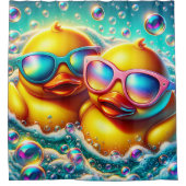"Niedliche Bubble Bath Rubber Ducklings" Duschvorhang (Vorderseite)