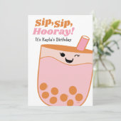 Niedliche Bubble Tee Girls Geburtstagsparty Einladung (Stehend Vorderseite)