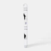 Niedliche Bubblegum-Vögel auf einem Drahtmuster mi iPhone 16 Hülle (Linke Seite)