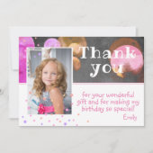 Niedliche Bubbles Chalkboard Girl Foto Dankeskarte (Vorderseite)