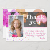 Niedliche Bubbles Chalkboard Girl Foto Dankeskarte (Vorne/Hinten)