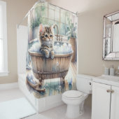 Niedliche Bubbly Kitt Bath Time Duschvorhang (Beispiel)
