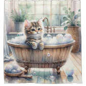 Niedliche Bubbly Kitt Bath Time Duschvorhang (Vorderseite)