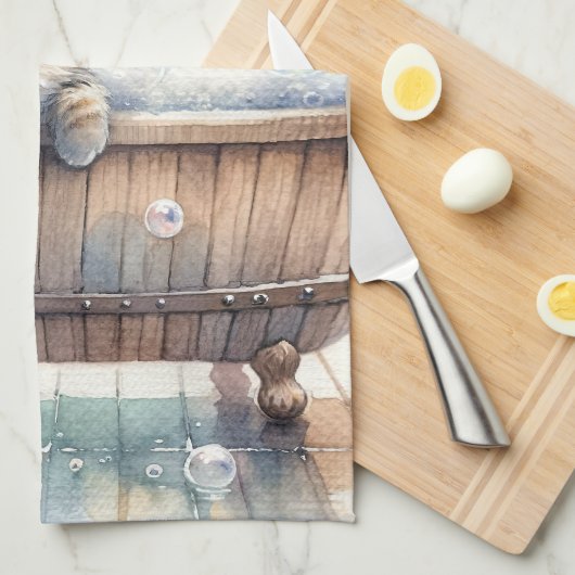 Niedliche Bubbly Kitt Bath Time Geschirrtuch (Viertel Falte)