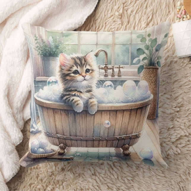 Niedliche Bubbly Kitt Bath Time Kissen (Decke)