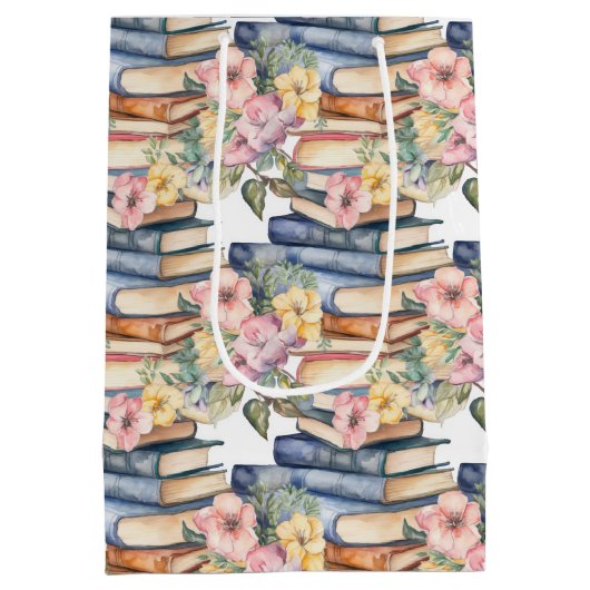 niedliche Bücher Blume liebt Party Mittlere Geschenktüte (Rückseite)