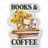 Niedliche Bücher für Kaffeeliebhaber Aufkleber (Vorderseite)