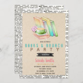 Niedliche Bücher und Brunch-Party Einladung (Vorne/Hinten)
