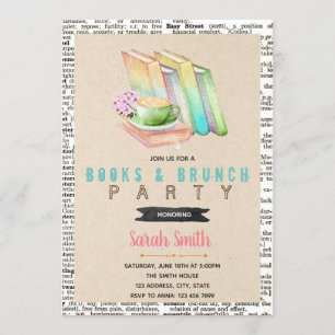 Niedliche Bücher und Brunch-Party Einladung