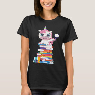 Niedliche Bücherwurm unicorn T-Shirt