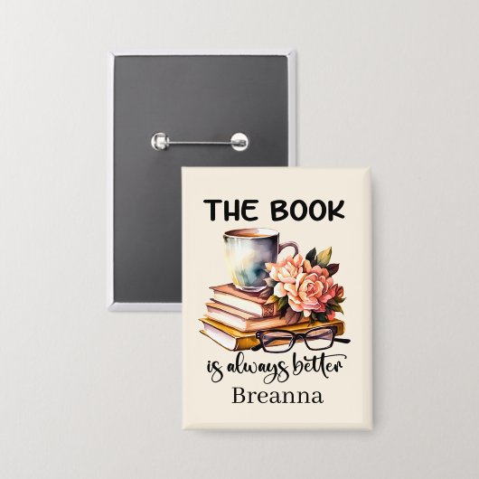 Niedliche Buchliebhaber der Wortkunst Button (Vorderseite/Rückseite)