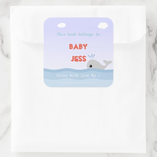 Niedliche Buchplatte Quadratischer Aufkleber (Tasche)