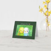 Niedliche Budgies Parakeet Couple Snuggling Jubilä Karte (Gelbe Blume)