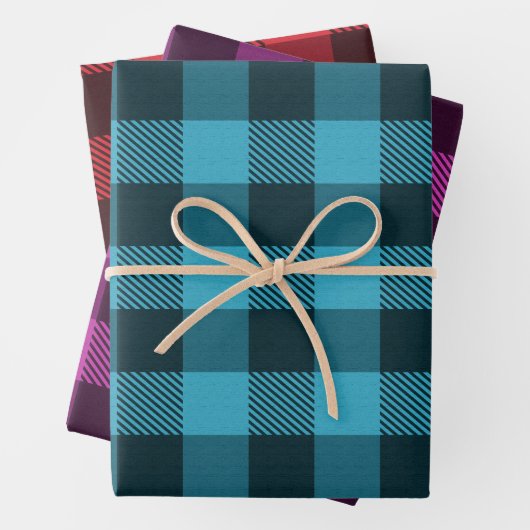 Niedliche Büffel-karierte Wrapping Paper Sheets Geschenkpapier Set (Beispiel)