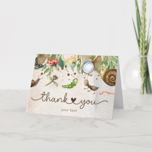 Niedliche Bug & Raupe Kinderdusche Dankeskarte (Vorderseite)