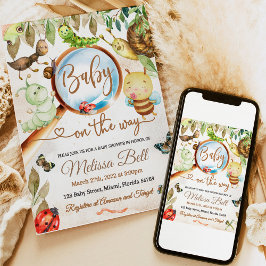 Niedliche Bug & Raupe Kinderdusche Einladung