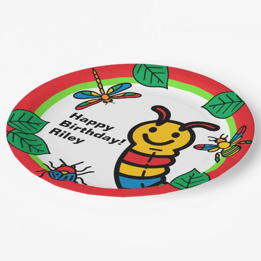 Niedliche Bug- und Insektenschutzmittel Pappteller (Schrägansicht)