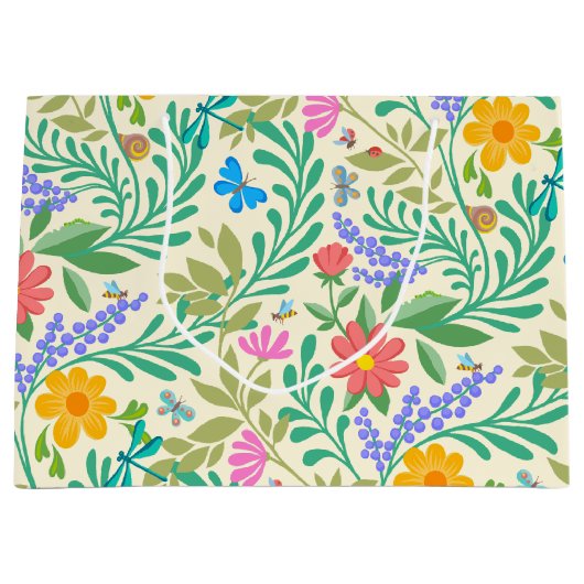 Niedliche Bugs Funny Floral Spring Summer Pastel G Große Geschenktüte (Vorderseite)