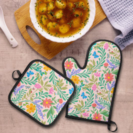 Niedliche Bugs Pastel Blush Pink Blumenmuster Girl Ofenhandschuh & Topflappen-Set