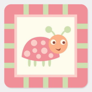 Niedliche Bugs Pink Ladybug Quadratischer Aufkleber