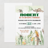 Niedliche Bugs und Schnecken zum Geburtstag Einladung (Vorne/Hinten)