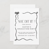 niedliche Bugschleife, Minimalistische Schwarz-Wei Save The Date (Vorne/Hinten)