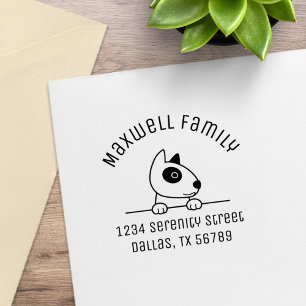 Niedliche Bull Terrier Dog Arch, Familiendadresse  Gummistempel