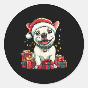 Niedliche Bull Terrier Weihnachtsmannmütze Weihnac Runder Aufkleber