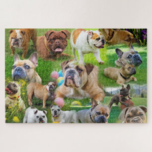 Niedliche Bulldog Art   Foto Collage Hunde Puzzle