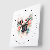 Niedliche Bulldog-Blume Quadratische Wanduhr (Winkel)