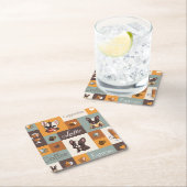 Niedliche Bulldog-Kaffee-Liebe Rechteckiger Pappuntersetzer (Vor Ort)