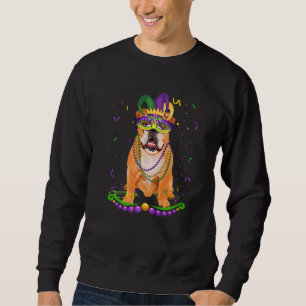 Niedliche Bulldog-Karnevalsmaske Mardi Gras Hunde Sweatshirt
