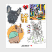 Niedliche Bulldog Päw Print Vinyl Stickers Aufkleber (Blatt)
