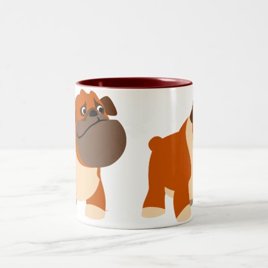 Niedliche Bulldog-Tasse Zweifarbige Tasse (Mittel)
