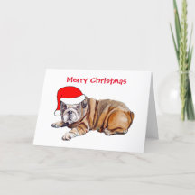 Niedliche Bulldog-Weihnachtsmannmütze Weihnachten