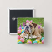 Niedliche Bulldoggen-alles Gute zum Geburtstag Button (Vorne & Hinten)